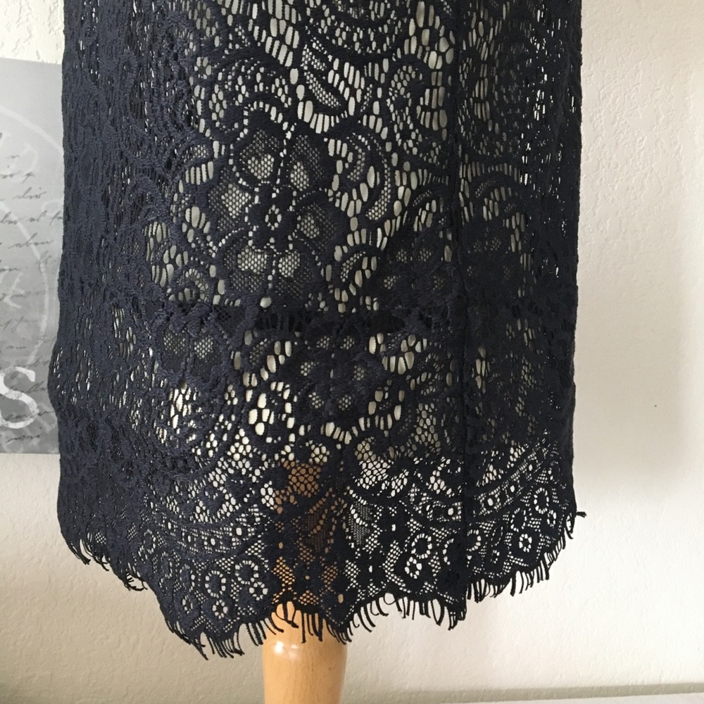 NY & Co Black Lace, Fringe Blouse Sz Small/Black - Picture 3 of 13